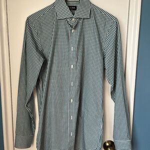 The Tie Bar dress shirt small gingham pattern. neck size 15
